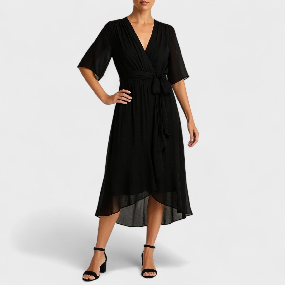 Yalina™ | Vestido elegante à volta da cintura com cintura ajustável - | Benedita Lisboa
