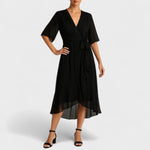 Yalina™ | Vestido elegante à volta da cintura com cintura ajustável - | Benedita Lisboa