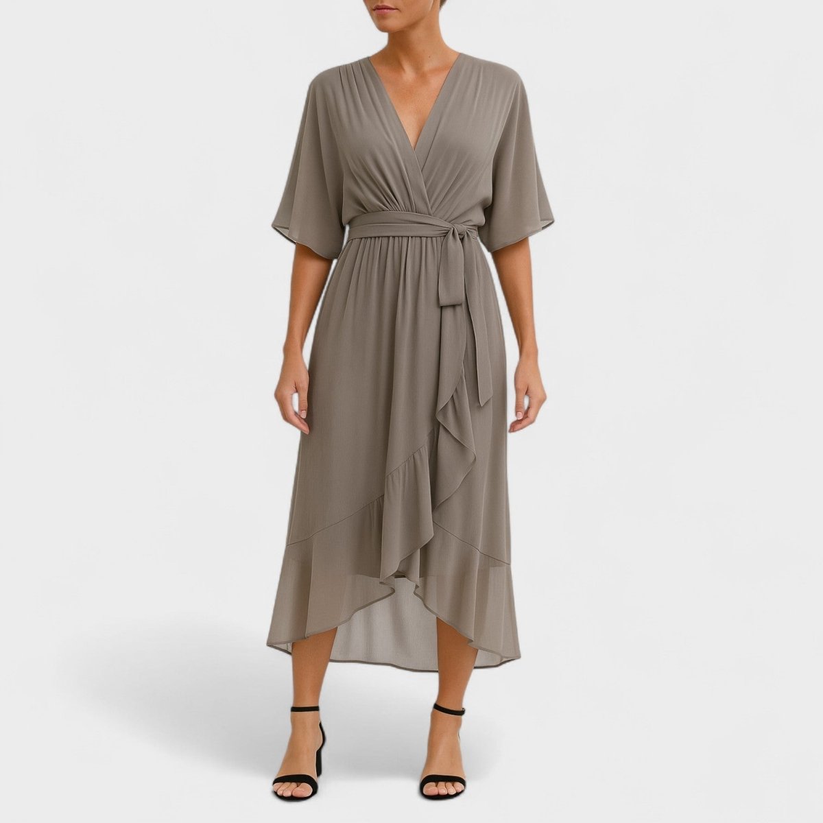 Yalina™ | Vestido elegante à volta da cintura com cintura ajustável - | Benedita Lisboa
