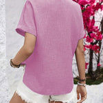 Zandra™ | Blusa de Botão de Manga Curta Confortável - Blouse | Benedita Lisboa