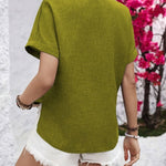 Zandra™ | Blusa de Botão de Manga Curta Confortável - Blouse | Benedita Lisboa