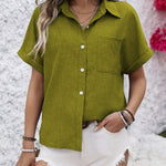 Zandra™ | Blusa de Botão de Manga Curta Confortável - Blouse | Benedita Lisboa