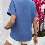 Zandra™ | Blusa de Botão de Manga Curta Confortável - Blouse | Benedita Lisboa