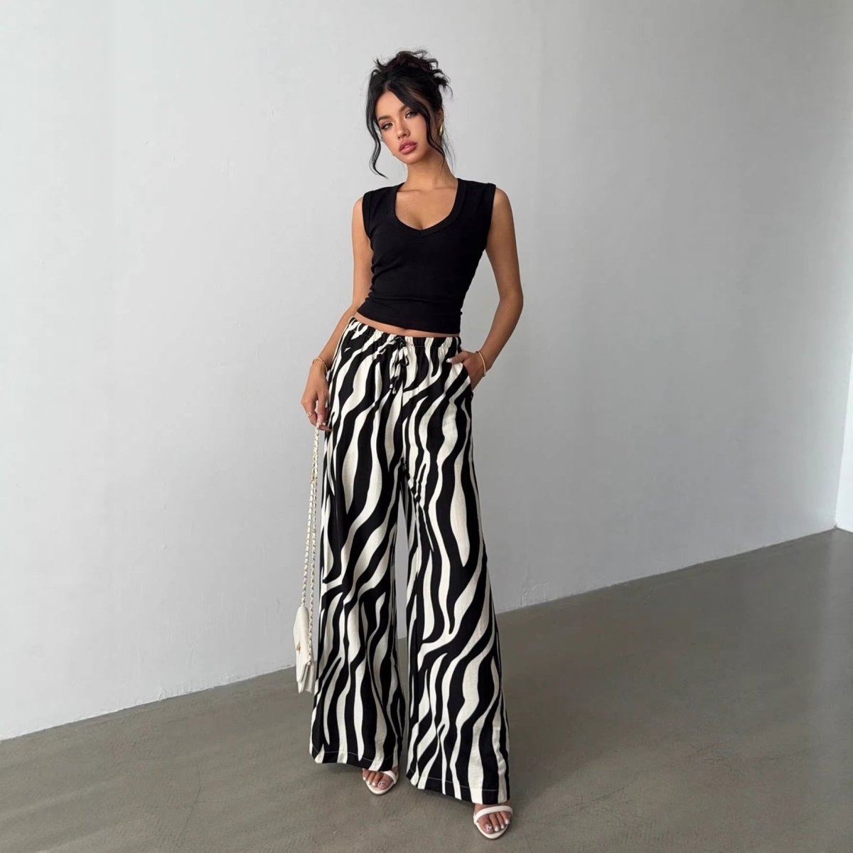Zebra™ | Calças Largas Estampadas - 0 | Benedita Lisboa